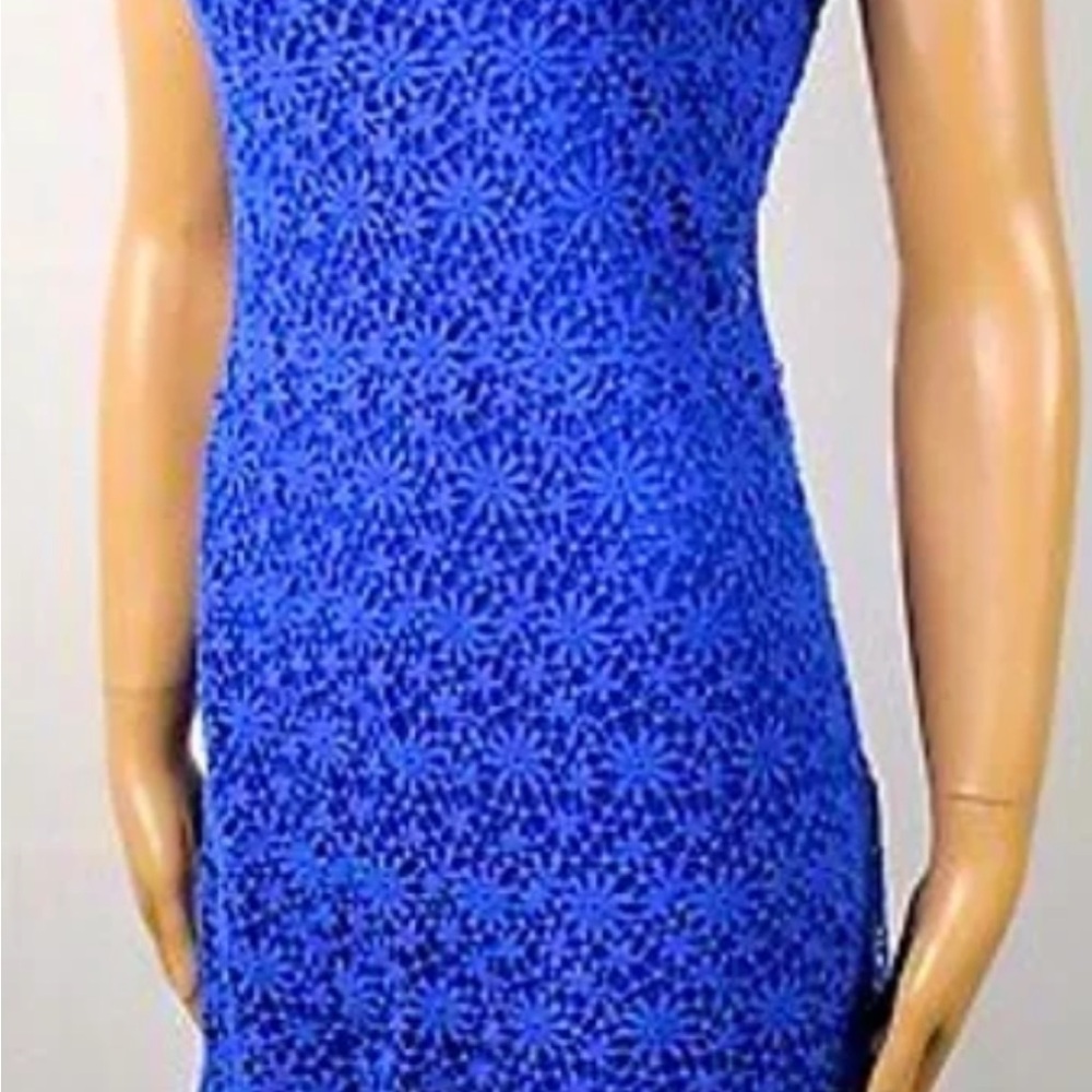 Ralph Lauren Blue Sheath Dress with Flutter Sleeves